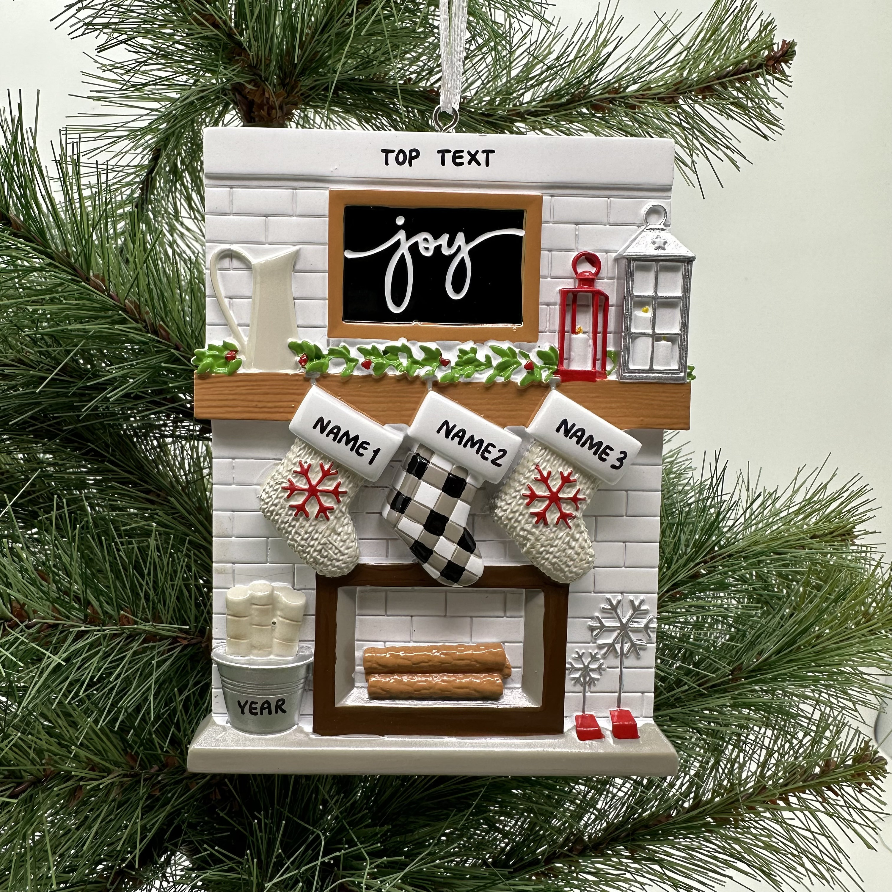 Personalised Fireplace Family Christmas Ornament | MCGift201
