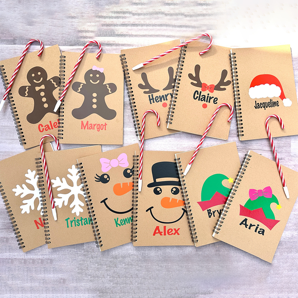 Personalized Christmas Notebook with Cane Pen Set | MCGift106