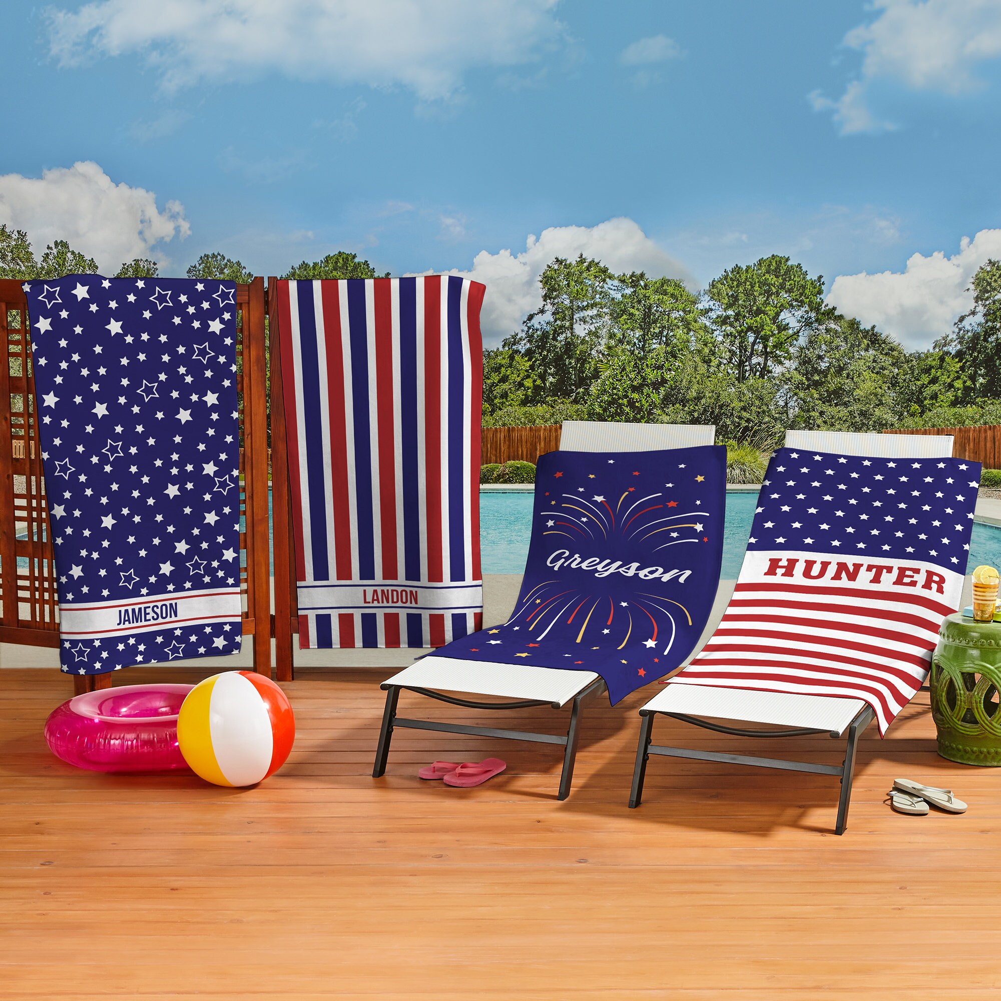 Personalized 4th of July Independence Day Beach Towel | CWTowel174