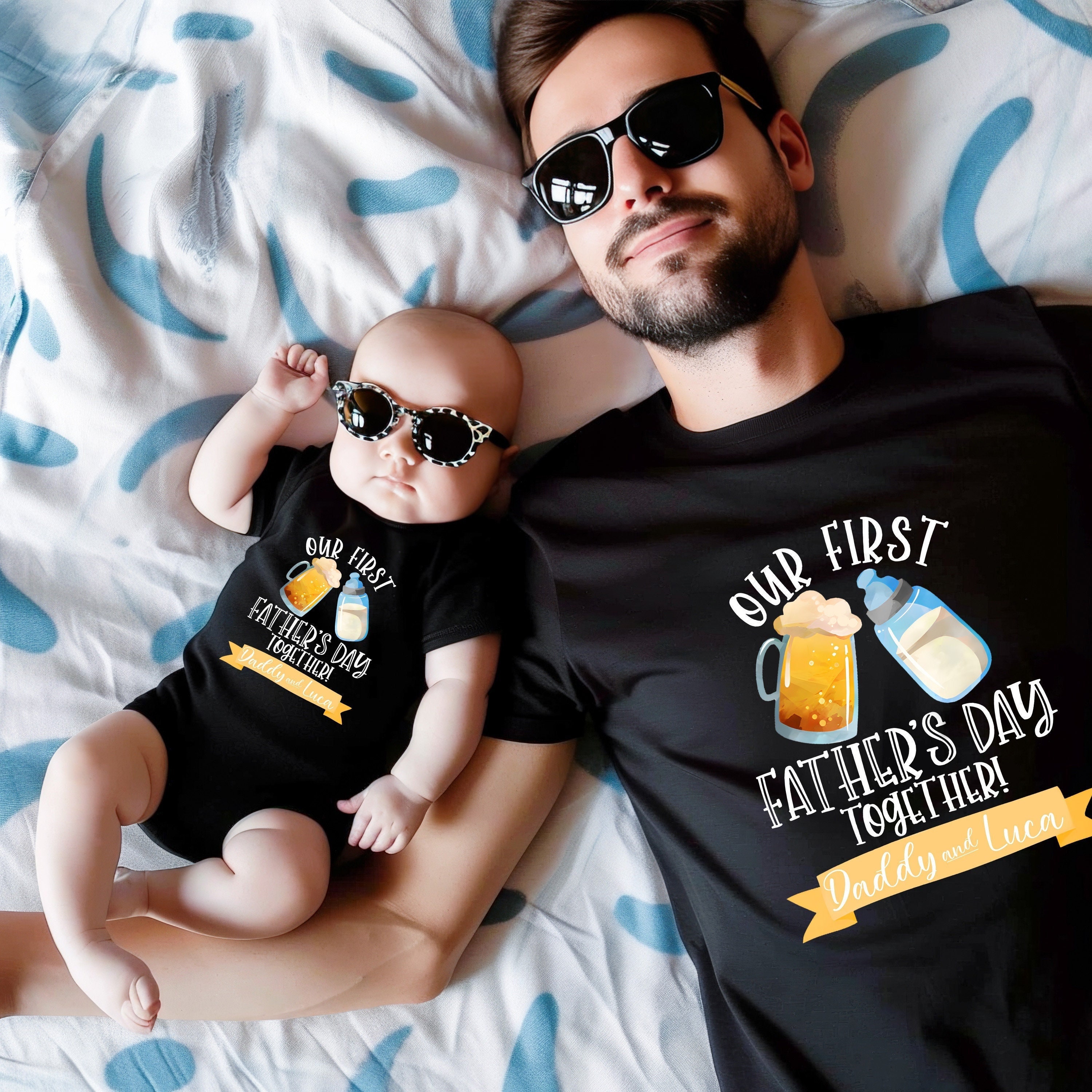 Personalized First Father's Day Daddy and Baby Outfit | CWFamily64