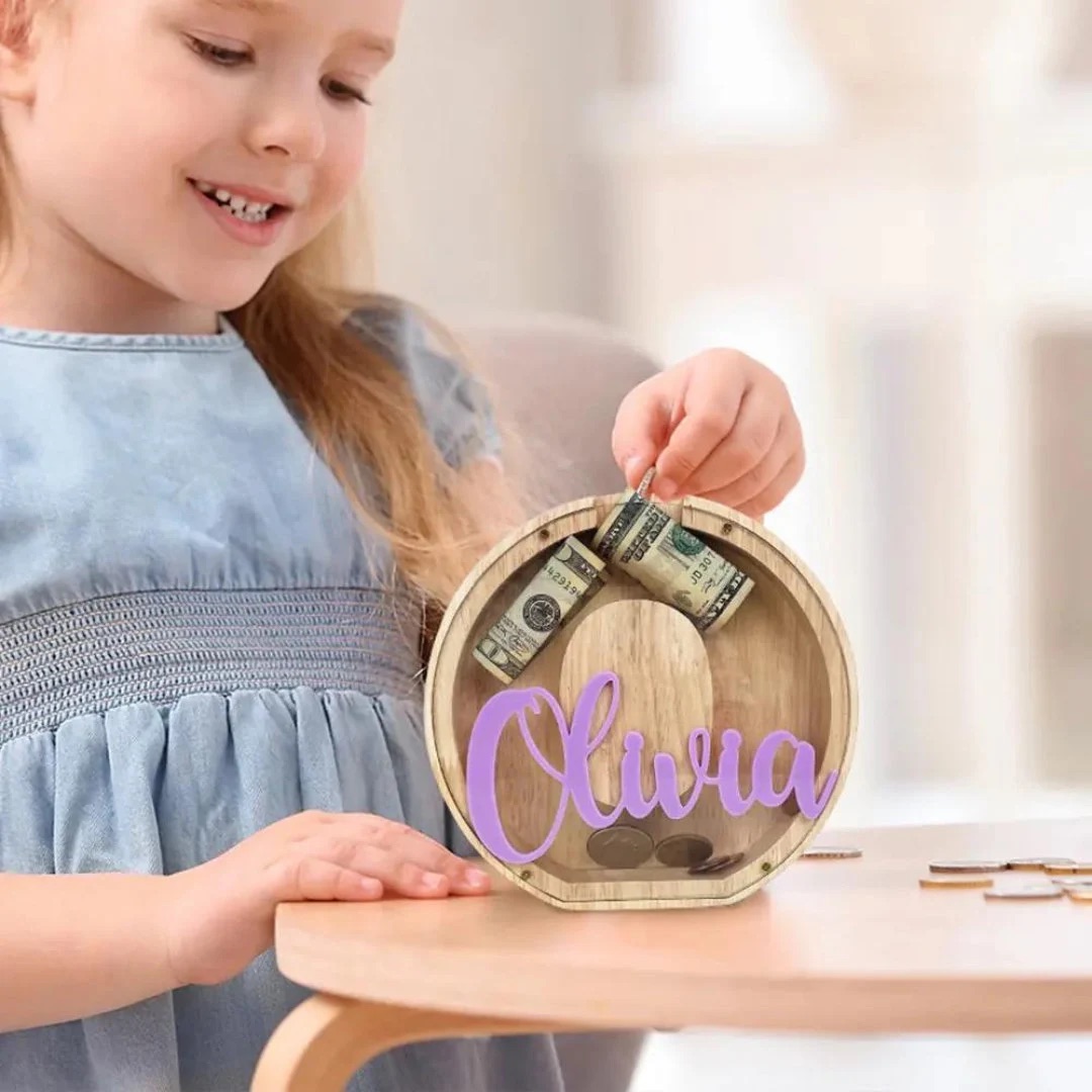 Personalized Kid Wood Letter Money Boxes with Acrylic Name | CWToy91