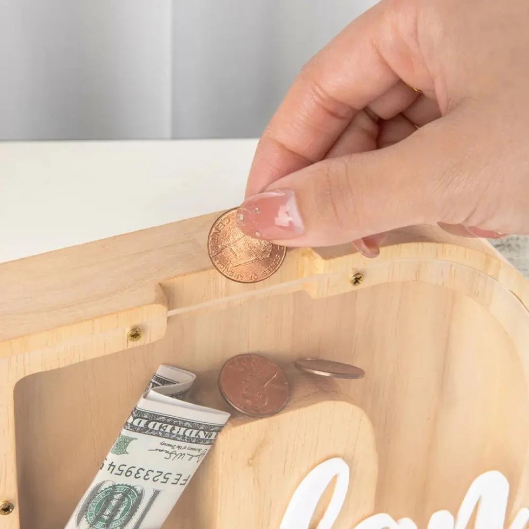 Personalized Kid Wood Letter Money Boxes with Acrylic Name | CWToy91