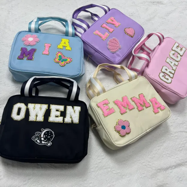 Personalized Chenille Letters Patch Kids Lunch Bag