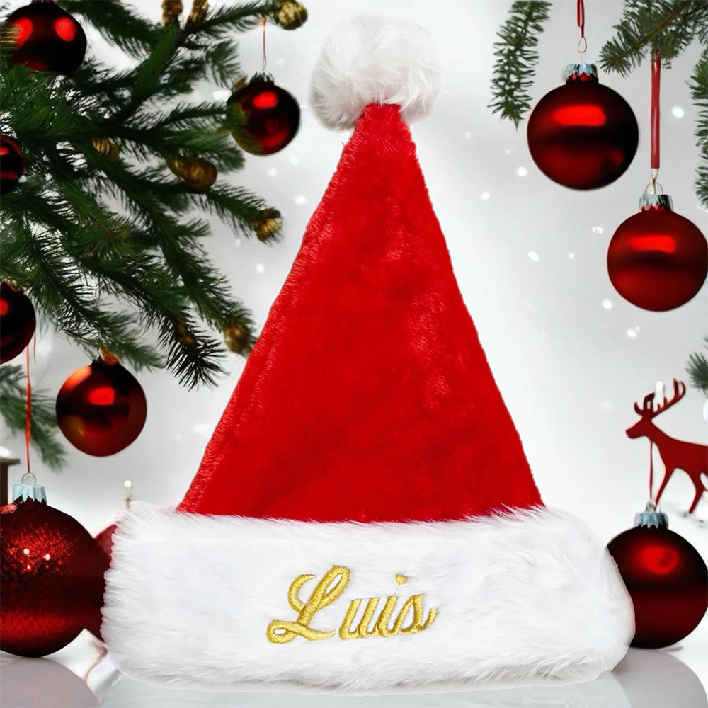 Personalized Embroidery Plush Christmas Santa Hat For Kid & Adult | MCGift100