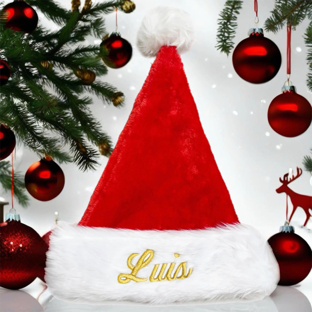 Personalized Embroidery Plush Christmas Santa Hat For Kid & Adult | MCGift100