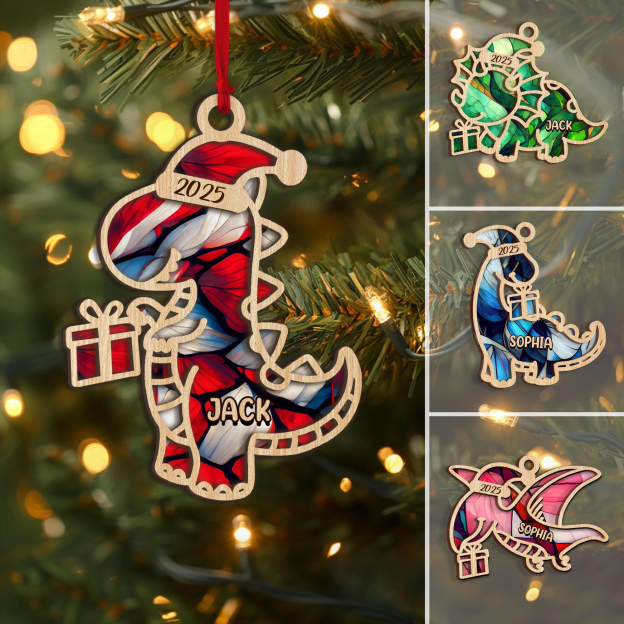 Personalized Dinosaur Christmas Tree Ornaments | MCGift148