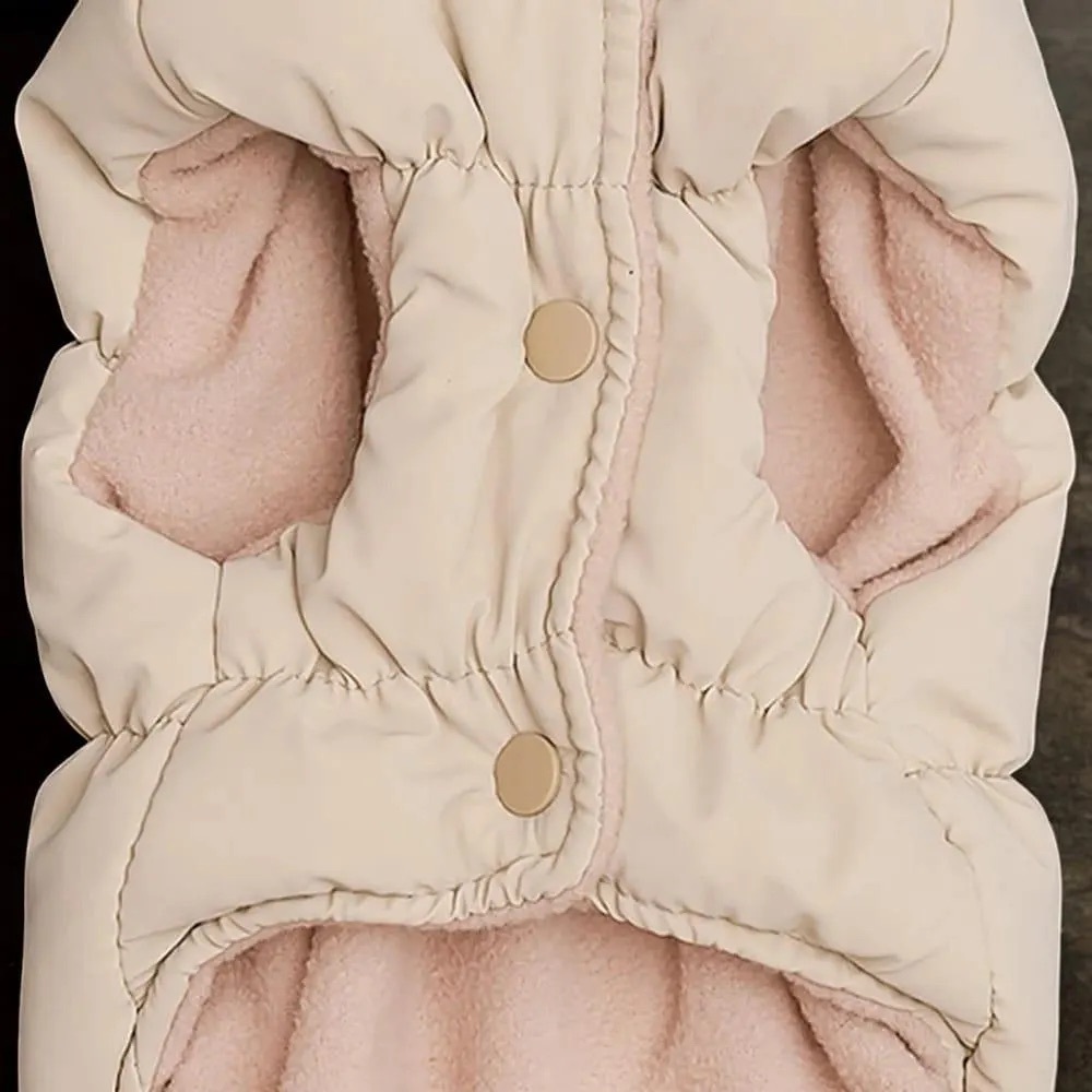 Personalized Leather Patch Pets Warm Puffer Jacket | BKPet140