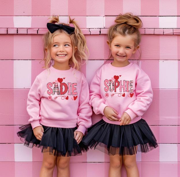 Personalized Valentine's Matching Sweatshirt For Girl & Mommy | ValGift02