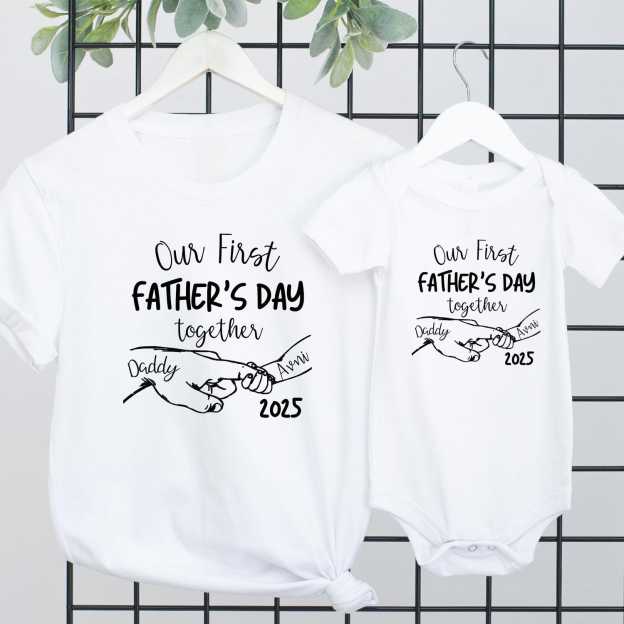 Personalized First Father's Day Daddy and Baby Outfit | CWFamily66