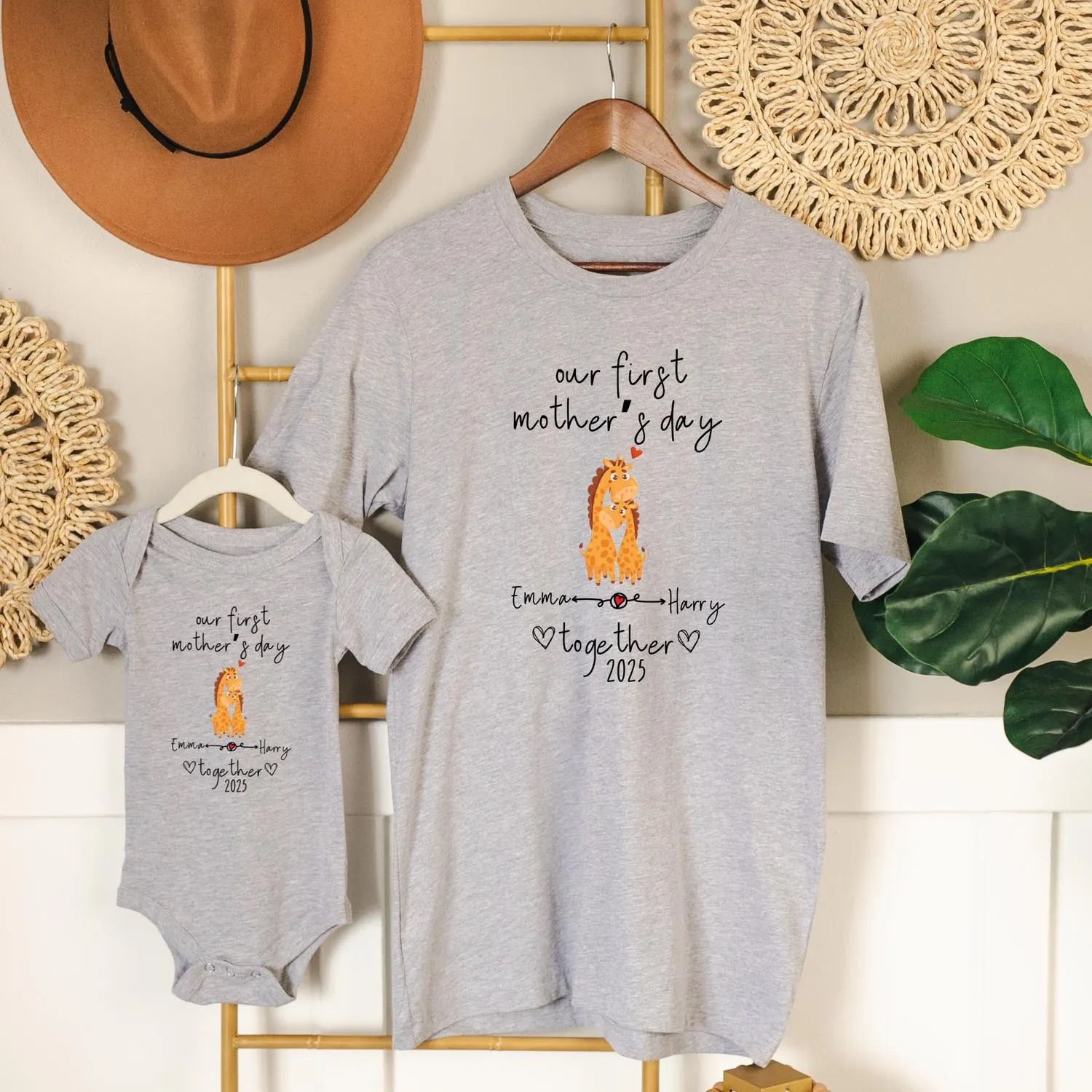 Personalized First Mother's Day Mommy and Baby Outfit | CWFamily43