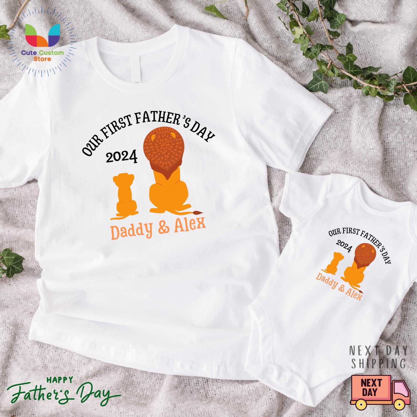 Personalized First Father's Day Daddy and Baby Outfit | CWFamily65