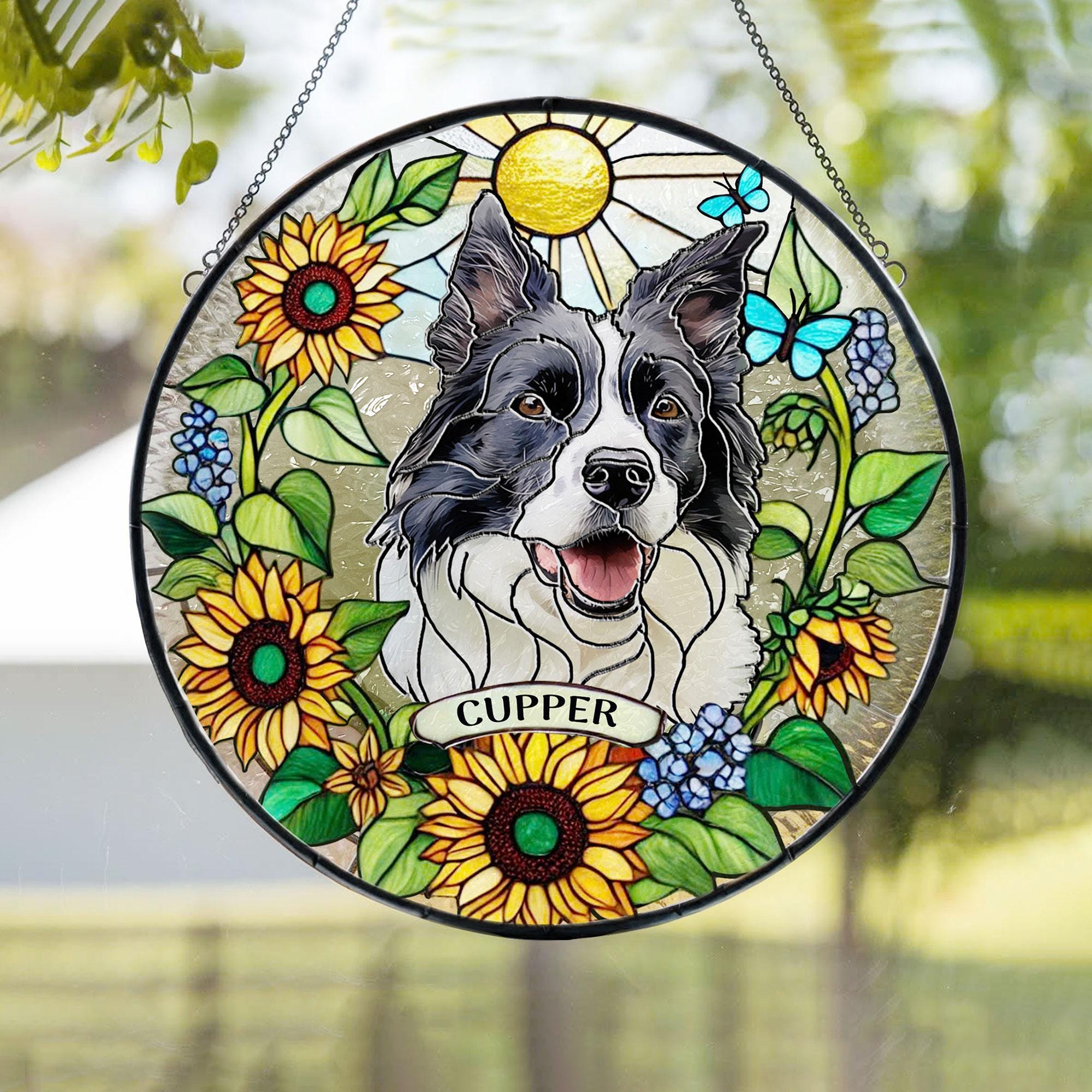 Personalized Pet Memorial Pet Portrait Stained Suncatcher | CWGift31