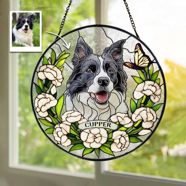 Personalized Pet Memorial Pet Portrait Stained Suncatcher | CWGift31