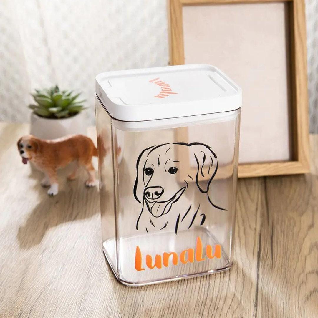 Personalized Pet Portrait Clear Treat Storage Box | BKPet292
