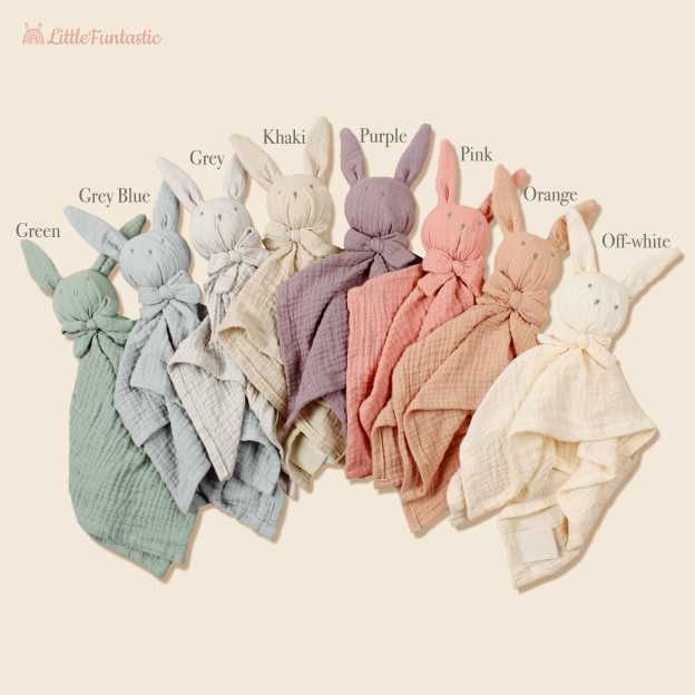 Personalized Baby Embroidery Bunny Soothing Sleep Towel | CWToy137