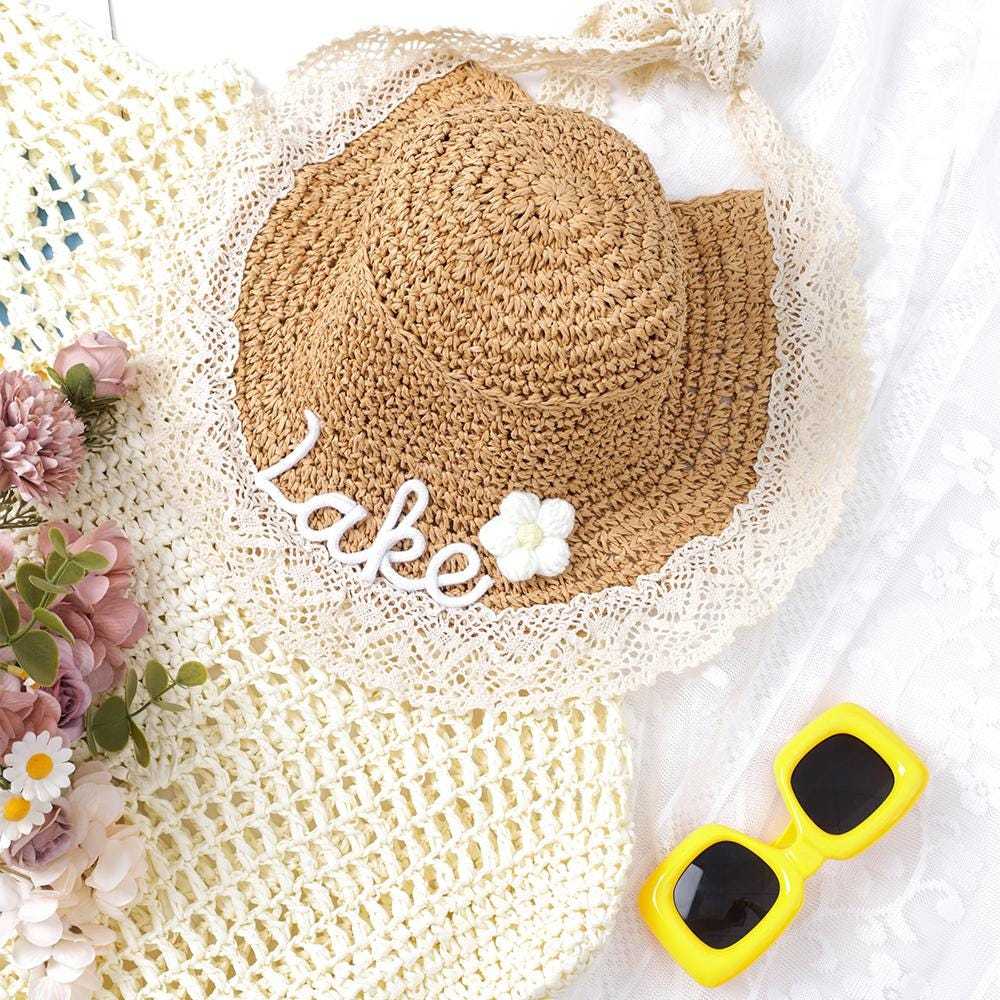 Personalized Summer Hand Embroidered Straw Hat | CWBeach197