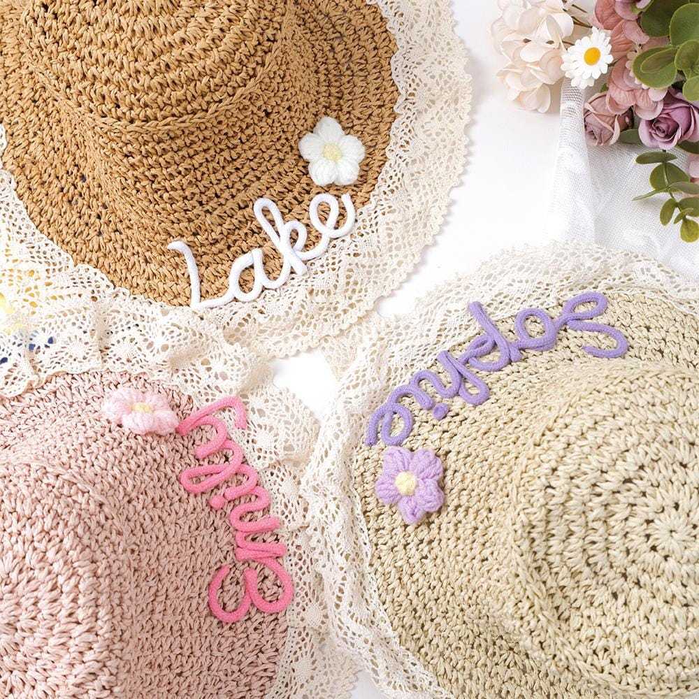 Personalized Summer Hand Embroidered Straw Hat | CWBeach197