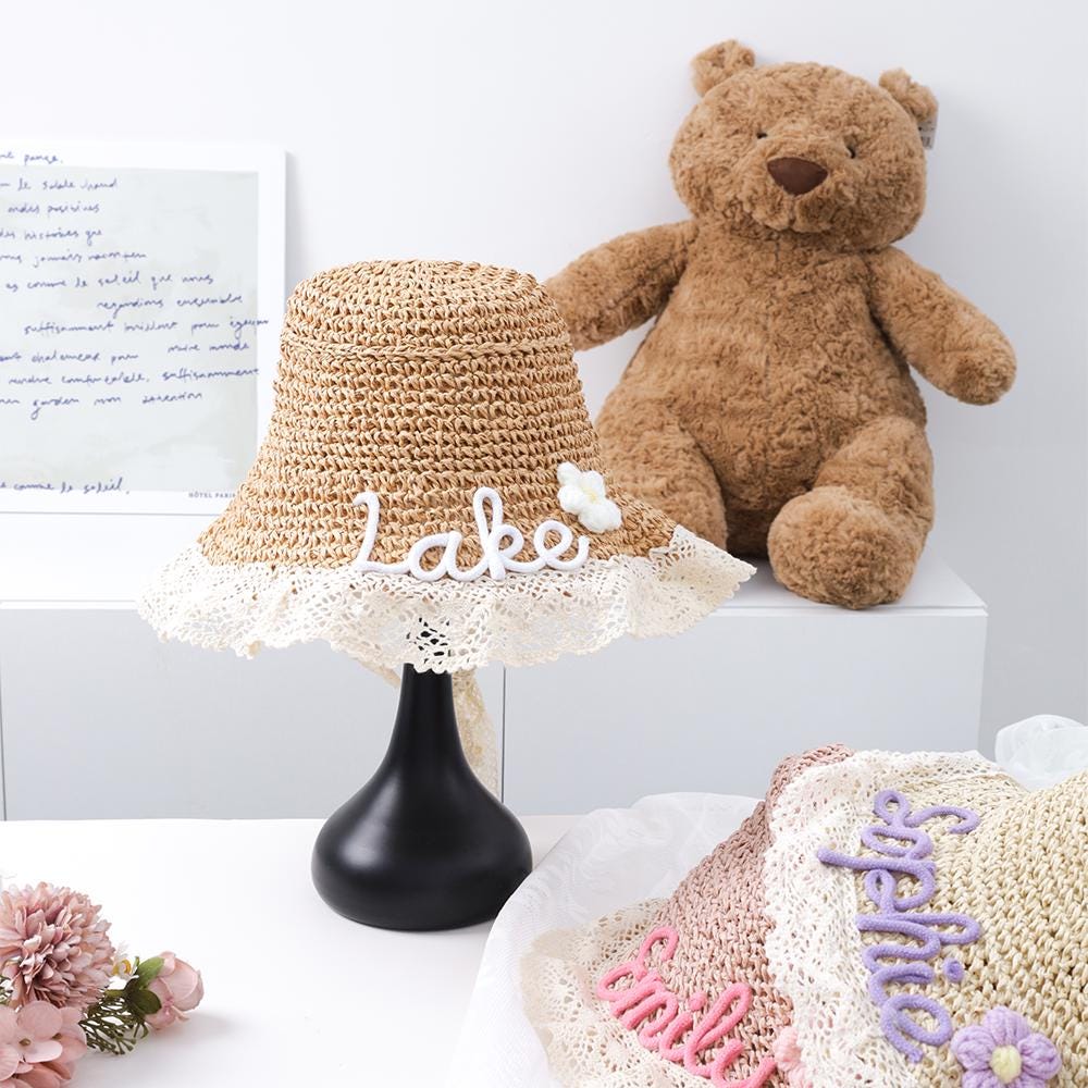 Personalized Summer Hand Embroidered Straw Hat | CWBeach197