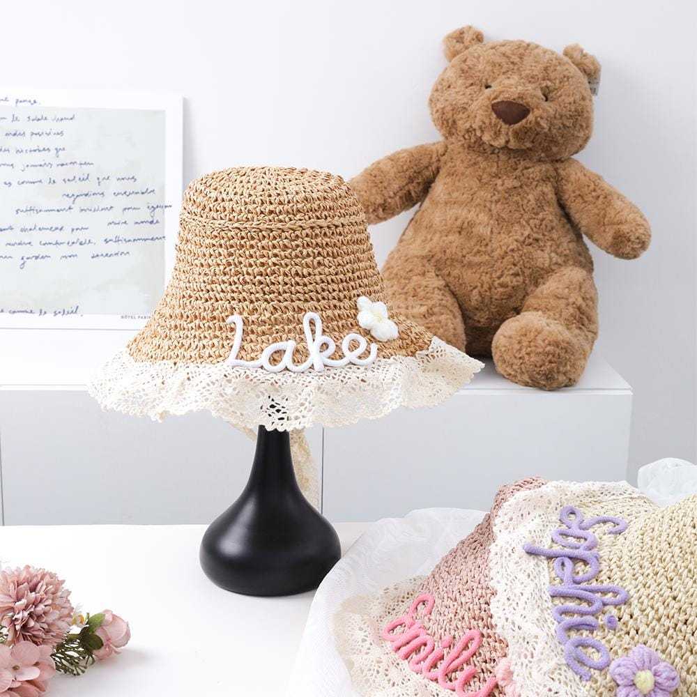 Personalized Summer Hand Embroidered Straw Hat | CWBeach197