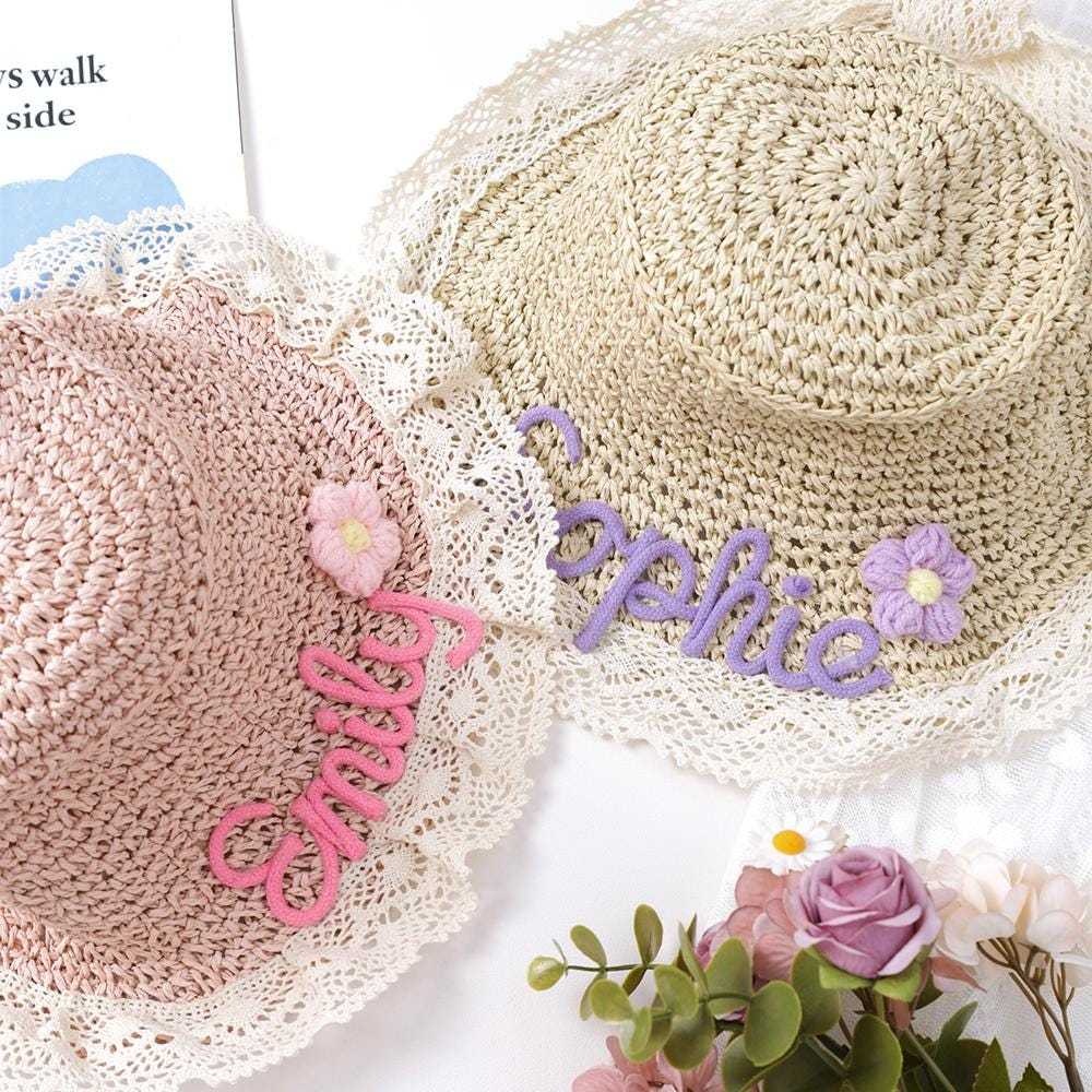 Personalized Summer Hand Embroidered Straw Hat | CWBeach197