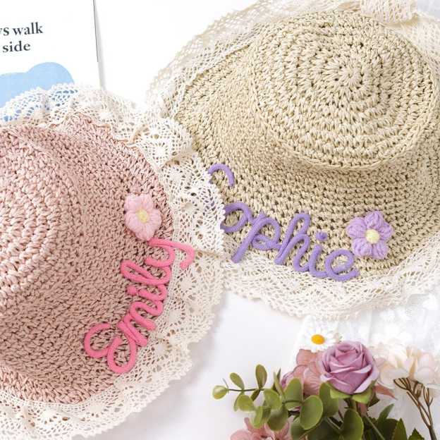Personalized Summer Hand Embroidered Straw Hat | CWBeach197