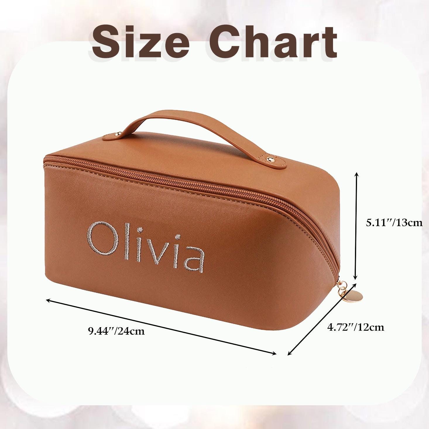 Personalized Embroidered Leather Travel Makeup Bag | CWPack298