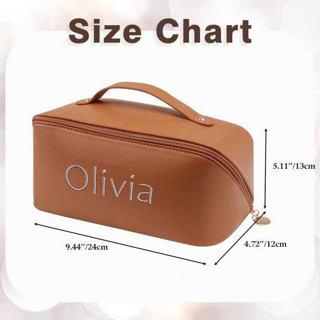 Personalized Embroidered Leather Travel Makeup Bag | CWPack298
