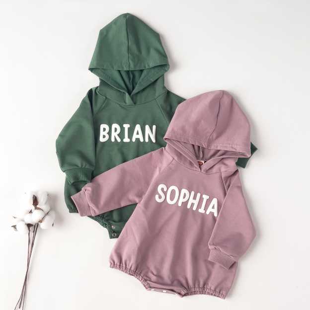 Personalized Cute Baby Hooded Bodysuit | CWBaby260
