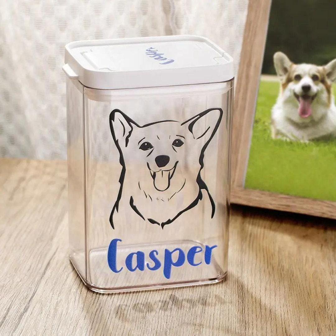 Personalized Pet Portrait Clear Treat Storage Box | BKPet292
