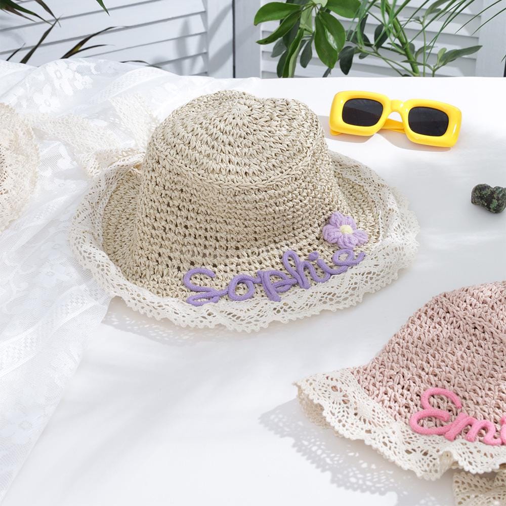 Personalized Summer Hand Embroidered Straw Hat | CWBeach197