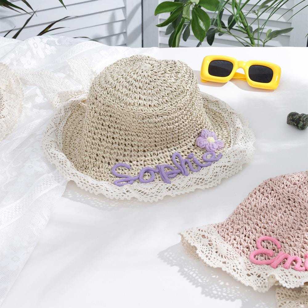 Personalized Summer Hand Embroidered Straw Hat | CWBeach197