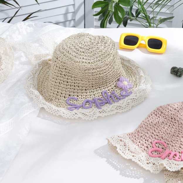 Personalized Summer Hand Embroidered Straw Hat | CWBeach197