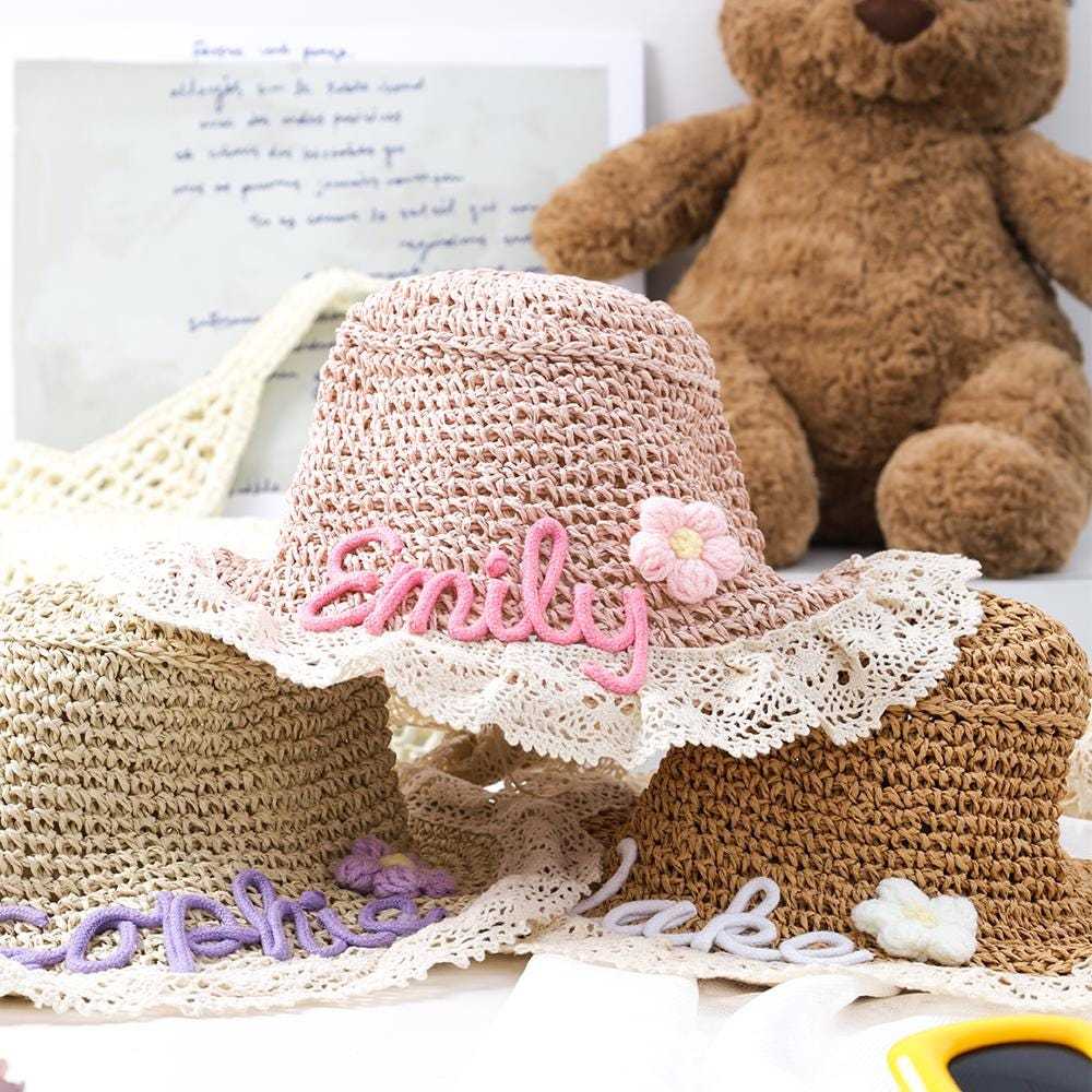 Personalized Summer Hand Embroidered Straw Hat | CWBeach197