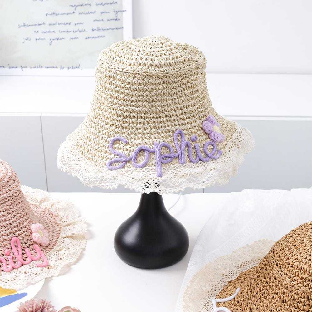 Personalized Summer Hand Embroidered Straw Hat | CWBeach197
