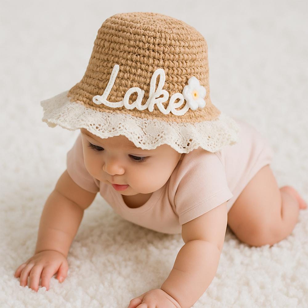 Personalized Summer Hand Embroidered Straw Hat | CWBeach197