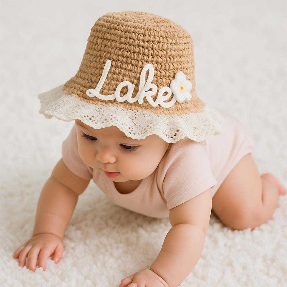 Personalized Summer Hand Embroidered Straw Hat | CWBeach197