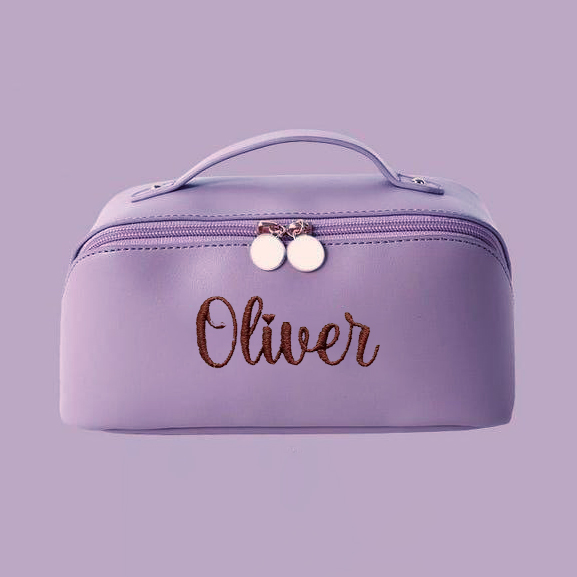 Personalized Embroidered Leather Travel Makeup Bag | CWPack298