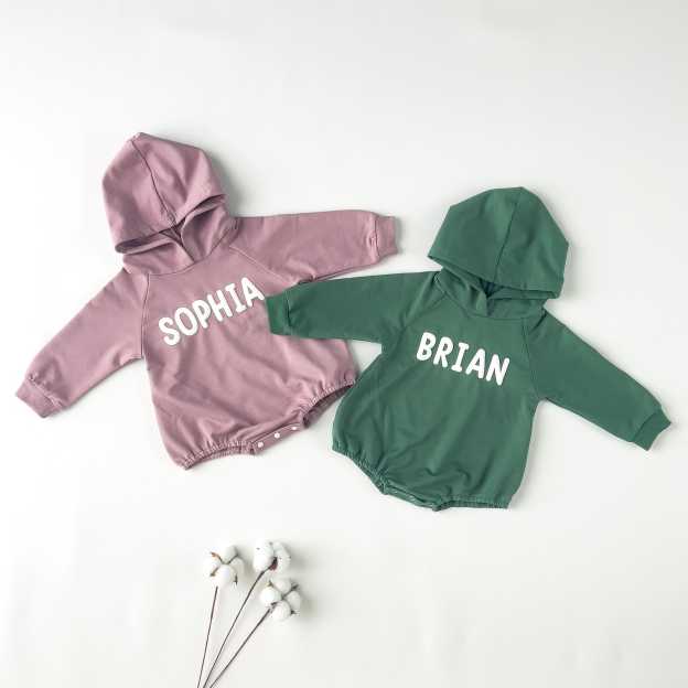 Personalized Cute Baby Hooded Bodysuit | CWBaby260