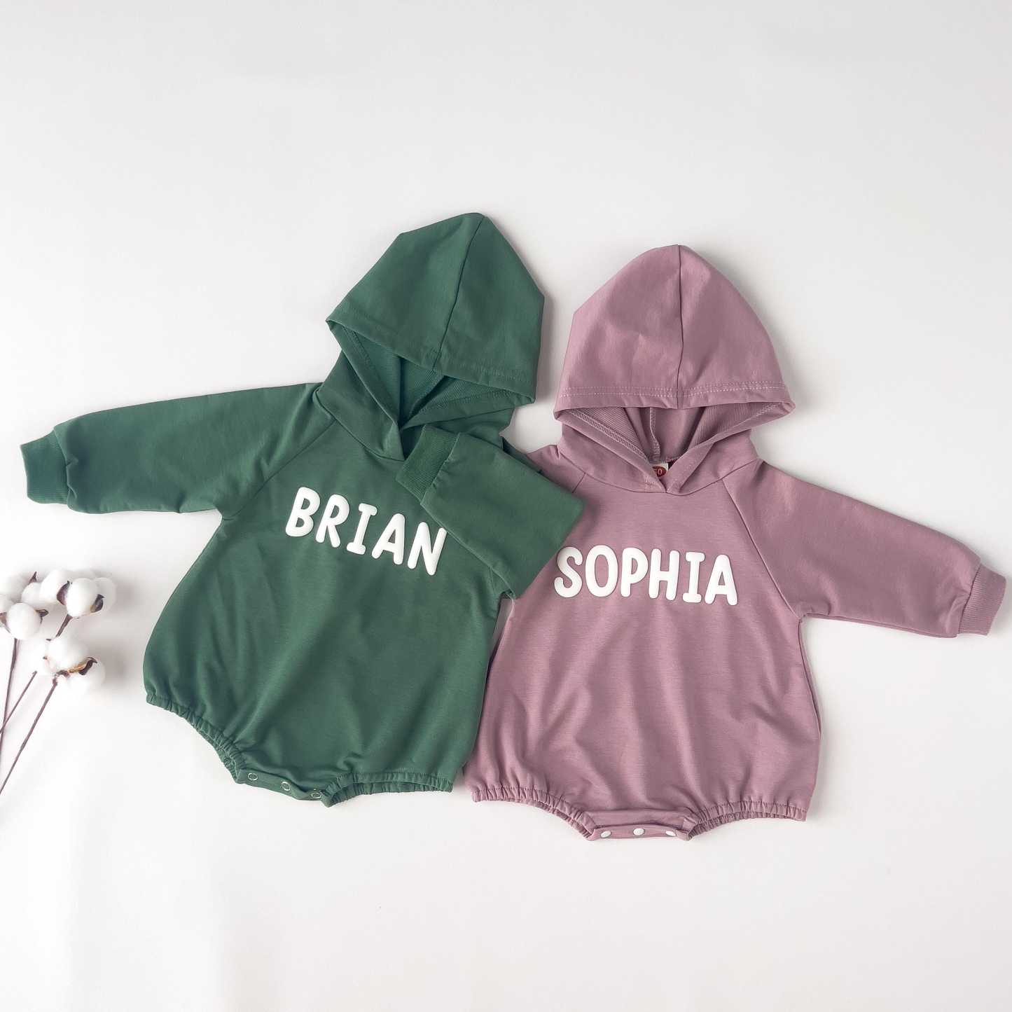 Personalized Cute Baby Hooded Bodysuit | CWBaby260