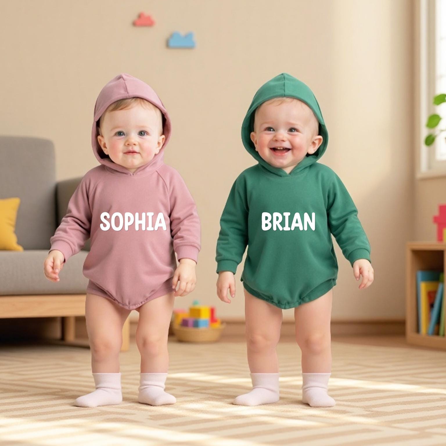 Personalized Cute Baby Hooded Bodysuit | CWBaby260