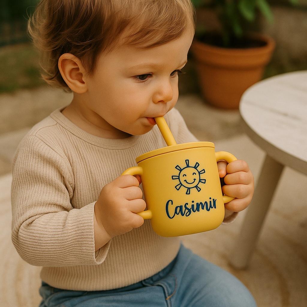 Personalised Baby Food Grade Sippy Silicone Cup | CWBaby443