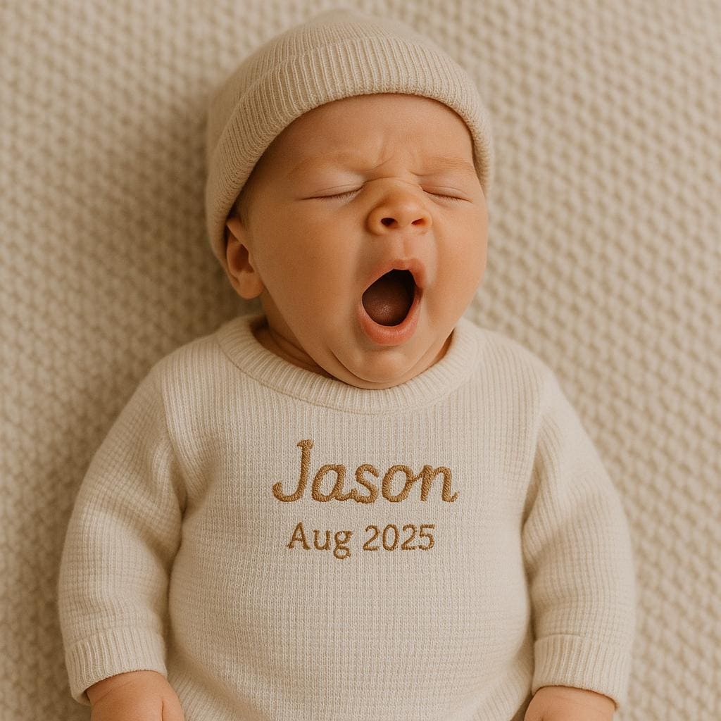 Personalized embroidered Name Baby Sweater Romper | CWBaby278