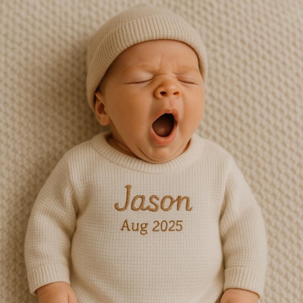 Personalized embroidered Name Baby Sweater Romper | CWBaby278