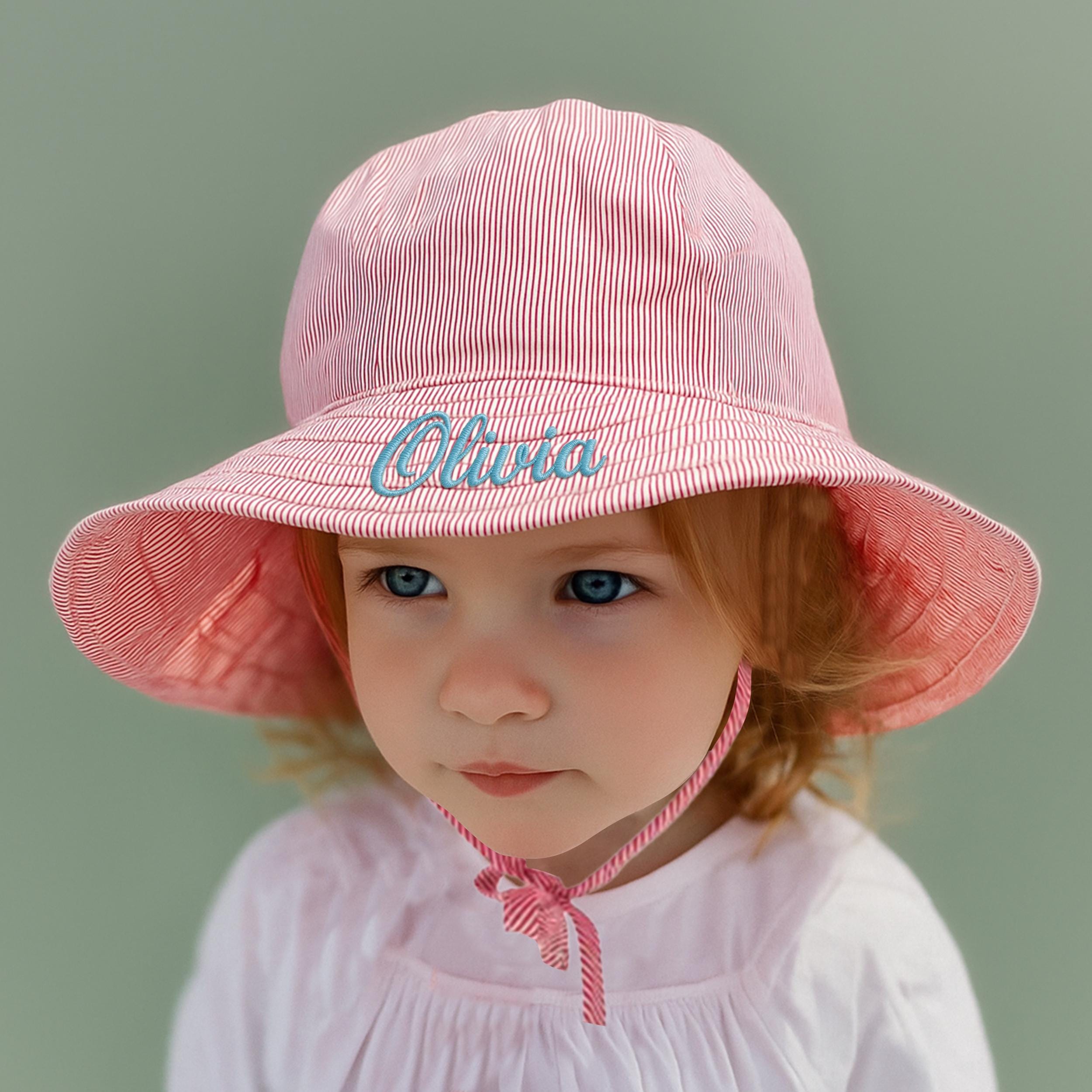 Personalized Embroidery Lovely Stripes Sun Protection Hat | CWBeach211