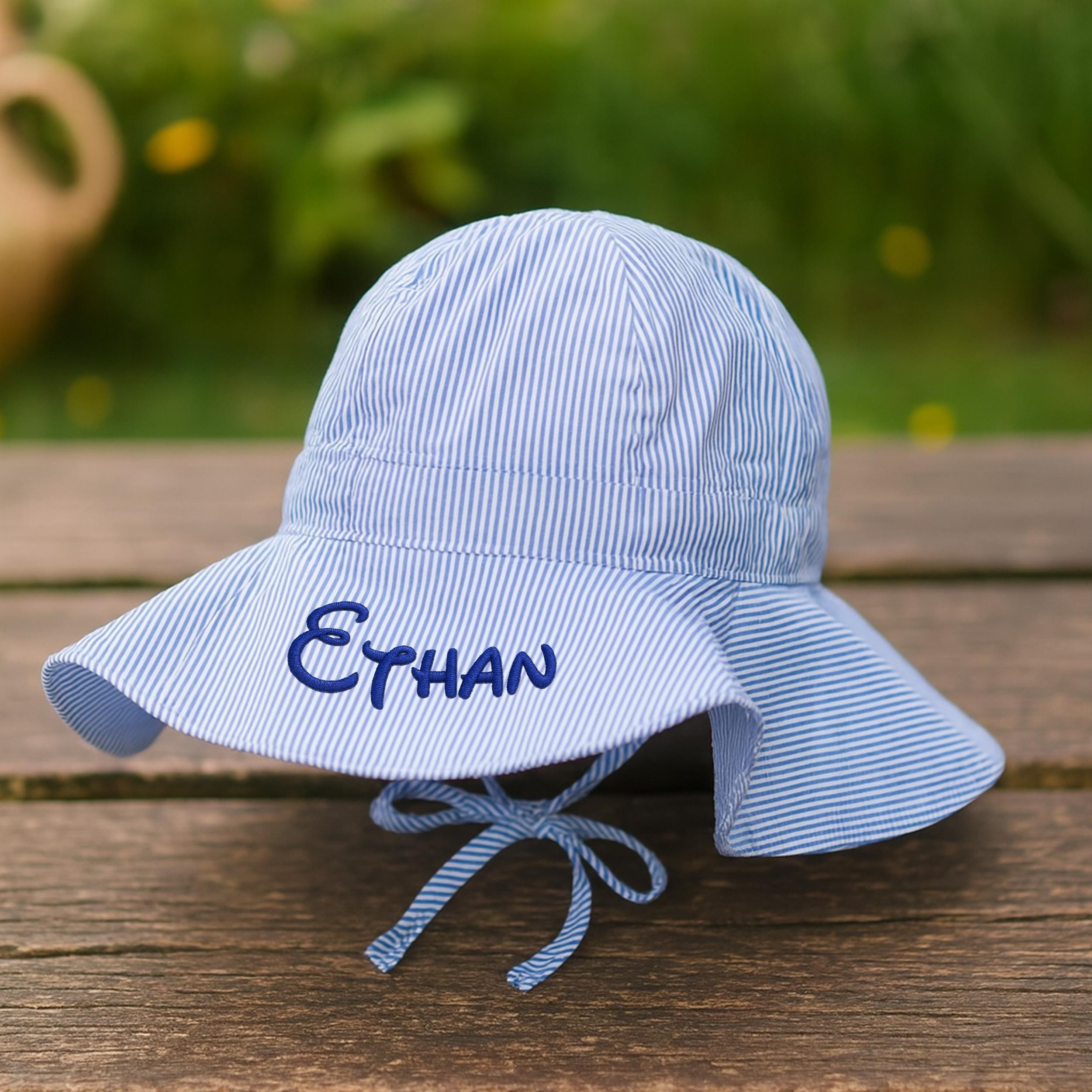Personalized Embroidery Lovely Stripes Sun Protection Hat | CWBeach211