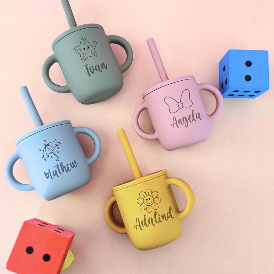 Personalised Baby Food Grade Sippy Silicone Cup | CWBaby443