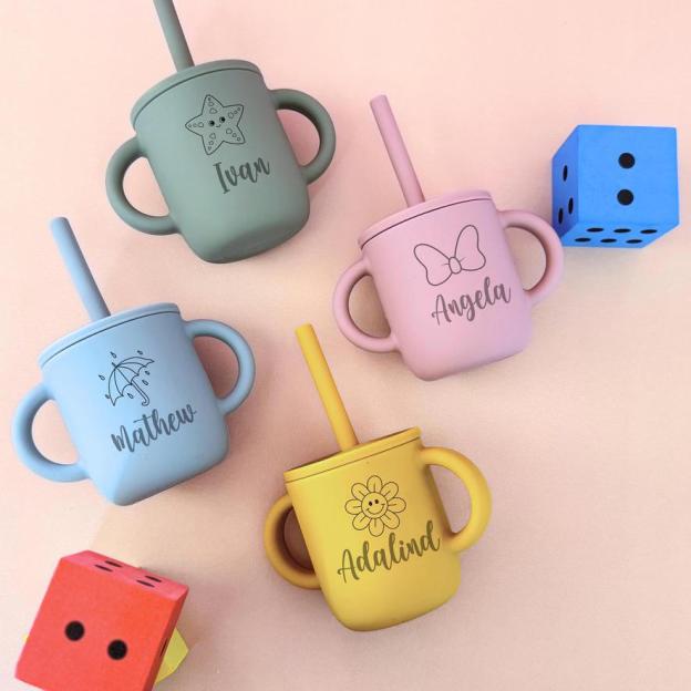 Personalised Baby Food Grade Sippy Silicone Cup | CWBaby443
