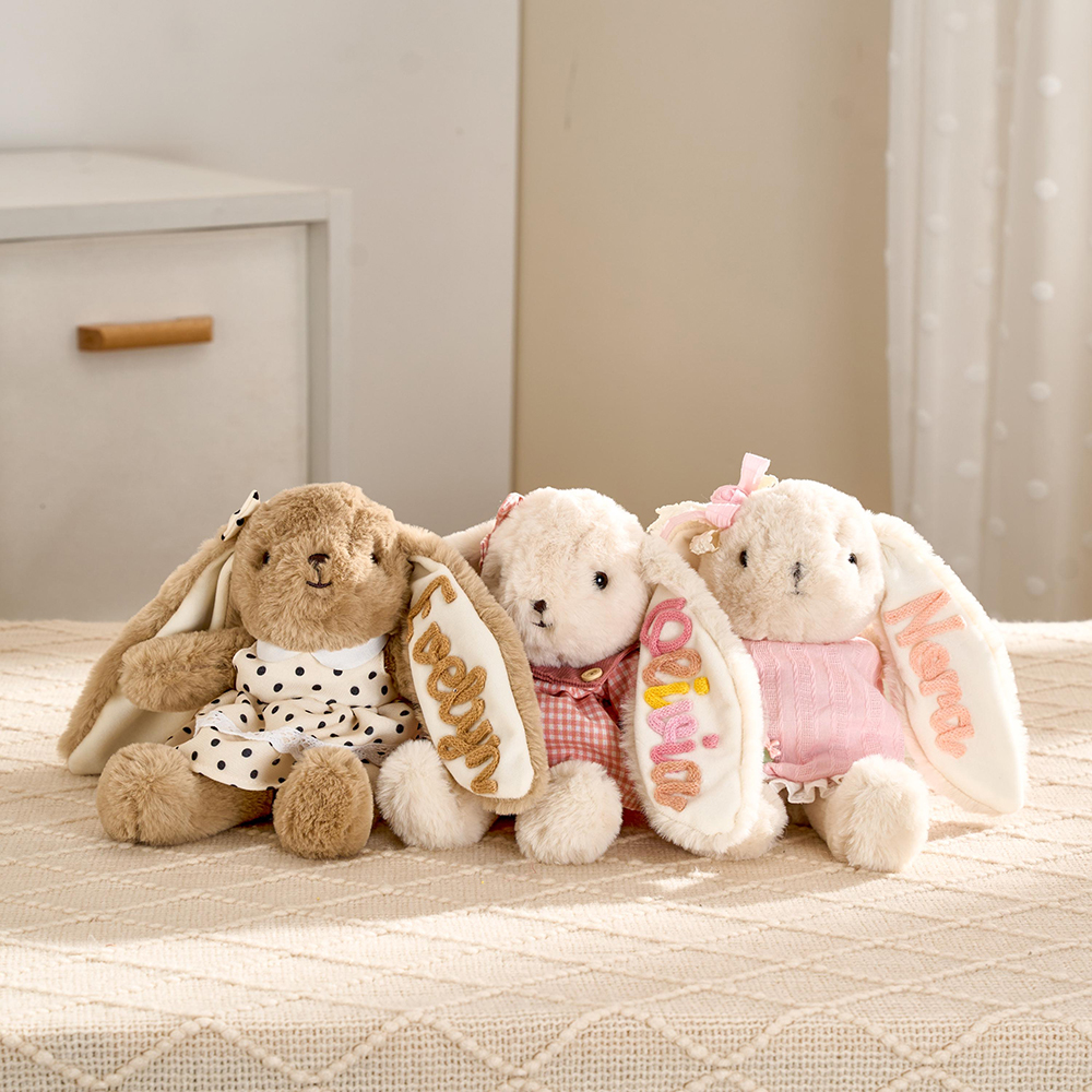 Personalized Baby Hand Embroidery Adorable Bunny Rabbit | CWToy176