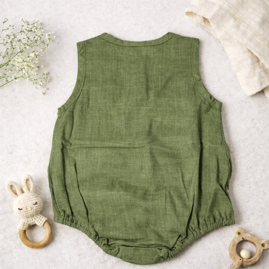 Personalized Baby Organic Linen Soft Romper | CWBaby477
