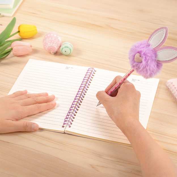 Personalised Easter Bunny Eggs Notebook and Pom-Pen Set | CWToy177